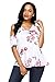 Annflat Women's Floral Print Cut Out Shoulder Short Sleeve T Shirt Blouse Large White