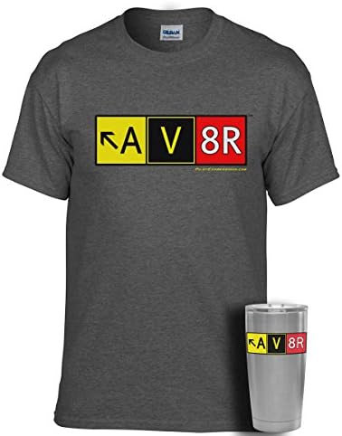 AV8RPilot Expressions Men's AV8R Taxiway Sign T-Shirt and Insulated Tumbler Combo (Large) Dark Heather Grey