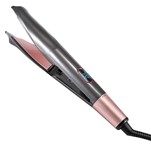 Professional Hair Straightener，2-in-1 Hair Curlers & Straightening Iron with Digital LCD Display，Hair Curler Straightener,30mm Electric Hair Curling irons Dual Voltage Ceramic Tourmaline Ionic(Black)