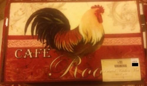 The Pecan Man Cafe Rooster KITCHEN RUG (non skid latex back) ,1Pcs 17x28"