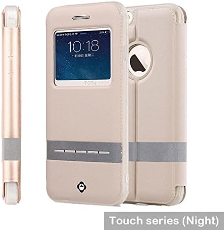 For iPhone 6 (4.7) Case, Fernando Zou Luxury Case for Apple iPhone 6 4.7 Inch Ultra Thin [ Touch Series ] Smart Window View Hybrid PU Leather and Soft TPU Folio Flip Stand Case [ Magnetic ] With Metal Sensor Case + Film + 24K Radiation Paste ( Cream )