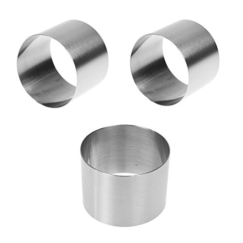 3 Pcs Stainless Steel Mini Round Food Pastry Ring Mousse Cake Mold, Surface Brushed Treatment, Durable, Anti-Fingerprints, Wear-resistant, 2 Inch Diameter, 1.5 Inch Height
