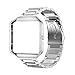 Oitom Metal Bands Compatible with Fitbit Blaze Large,Frame Housing+Stainless Steel Bracelet Replacement Accessory Strap Watch Band for Smart Fitness Watch Silver