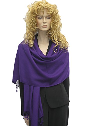 Cashmere Pashmina GroupSolid Pashmina Shawl, Scarf, Wrap & Stole (Large size) Purple