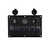IZTOSS-Waterproof-6-Gang-LED-blue-Marine-Boat-on-off-Rocker-Switch-Panel-with-power-charger-12V-Voltmeter-and-42A-dual-USB-socket-for-Marine-Boat-Car-Rv-Vehicles-Truck