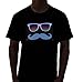 Rave Raptor Sound Activated Shirt EDM Mustache LED Shirt Light Up T-shirt (Large)