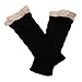 Sunward New Womens Lace Knitted Fingerless Gloves Arm Warmer Thumb Hole Mittens (Black)