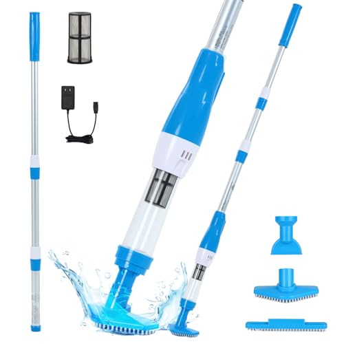4 in 1 Cordless Rechargeable Small Pool Vacuum spa hot tub 90 Mins Running Time, 12 Gallons/Min Powerful Suction (Sky Blue)