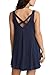 Albe Rita Women's Sleeveless Cross-Back Shift Mini Dress,M,Navy Blue
