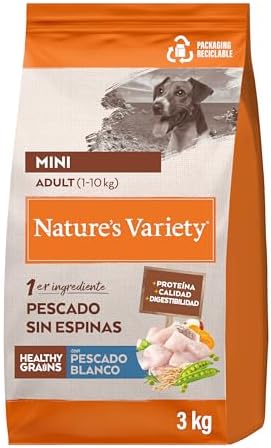 Healthy Grains - Pienso para Perros Mini Adultos con Pescado blanco sin espinas - 3kg