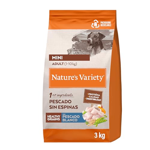 Healthy Grains - Pienso para Perros Mini Adultos con Pescado blanco sin espinas - 3kg