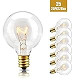 Zitrades G40 Bulbs Clear Glass Globe Bulbs for Outdoor String Lights E12 Base, Pack of 25