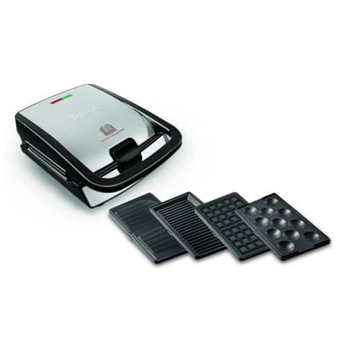 Tefal Snack Collection 4-er Set SW854D, Kombigerät, Inklusive 4 antihaftbeschichter Plattensets, Spülmaschinengeeignet, Panini, Waffeln, Sandwich, süße Küchlein