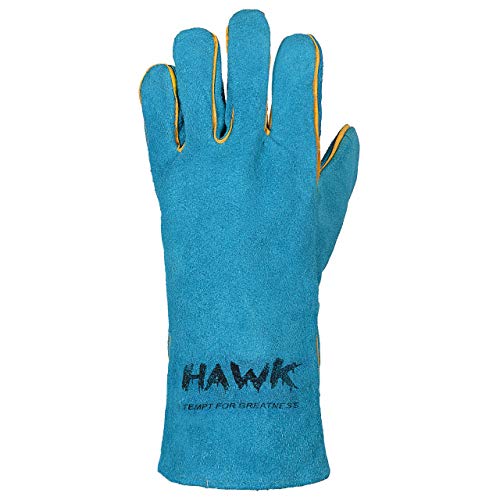 Leather Welding Gloves FIRE/HEAT RESISTANT Baking Barbecue oven BBQ Grill/Pot Holder Welders Gauntlets Rigger Fireplace Outdoor Working Work Gloves Mitts Blue - 14"!!!! - Thumbnail 7