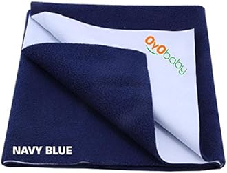OYO BABY - 100% Waterproof Mattress Protector / Hypoallergenic / Anti-slip / Crib Sheets / Pads / Absorbent Sheet / Diaper changing pad cover / mat (Large - ( 140cm X 100cm), Navy Blue)