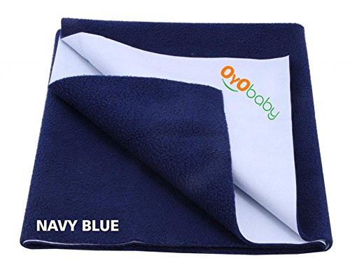 OYO BABY - 100% Waterproof Mattress Protector / Hypoallergenic / Anti-slip / Crib Sheets / Pads / Absorbent Sheet / Diaper changing pad cover / mat (Large - ( 140cm X 100cm), Navy Blue)