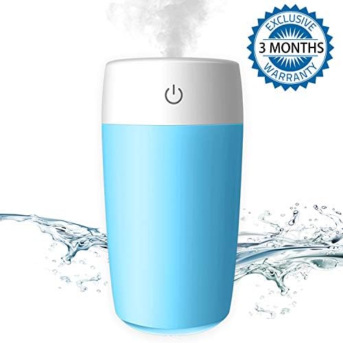 Kidaily USB Cool Mist Humidifier - 300ml Mini Humidifier for Travel Office Car, Portable Air Humidifier Diffuser with Night Light Auto Shut-Off Whisper-Quiet Vaporizer - Christmas Thanksgiving Gift