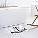Indoor Doormat Welcome Mat Nautical Navy Blue Anchor Grey White Chevron Zig Zag Entrance Shoe Scrap Washable Apartment Office Floor Mats Front Doormats Non-Slip Bedroom Home Kitchen Rug 23.6