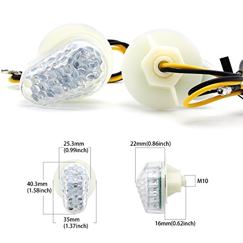 1 Pair Universal Motorcycle LED Flush Mount Turn Signal Light Indicator for Yamaha KLX250 YZ125 KX85 XG250 YZF-R1 YZF-R3 YZF-R6 YZF-R25 SR400 Sport Street Racing Bike (Clear) - Thumbnail 2