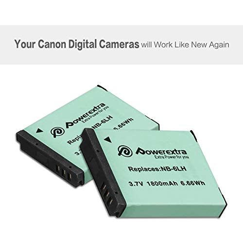 Powerextra NB6LH Upgraded 2 Pack NB6L Battery Compatible with Canon