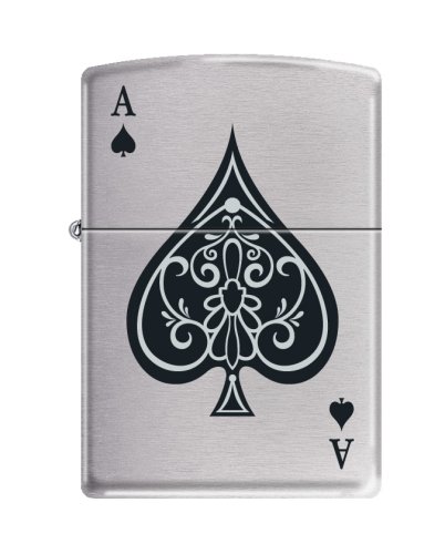 Zippo"Vintage Ace of Spades" Brushed Chrome Lighter, 8897