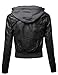 Plus4u Women's Faux Leather Bomber Military Style Hooded Jacket Plus Size
