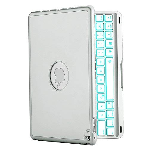 iEGrow iPad Pro 9.7 Keyboard Case, F8Spro Slim Clamshell iPad Protective Cover with 7 Colors LED Backlit Keyboard for iPad Pro 9.7 Inches 2016 Released Model A1673/A1674/A1675 (Silver)