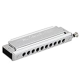 Harmonica, Chromatic Harmonica 10 Hole with 40 Tone, Swan Silver Harmonica Key of C, Harmonica with Case for Playing and Performance. Mugig MCH-1.