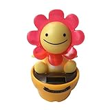 Glumes Solar Powered Dancing Toy Flower Swaying Animal for Car Decoration Happy Valentine Day Happy Christmas Day, 13x11cm (red)