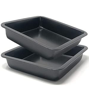Space Home – Vierkante Ovenvorm – Anti-Aanbaklaag – Koolstofstaal – 22 x 22 cm – Set van 2