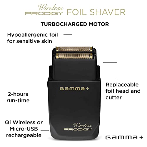 GAMMA+ Prodigy Professional Cordless Foil Shaver with Gold Titanium