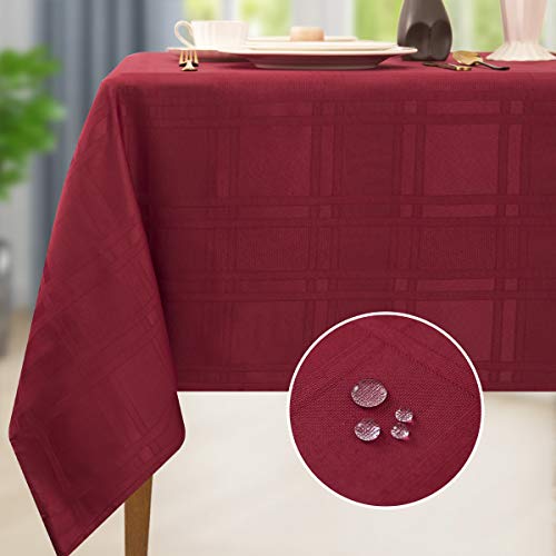 Lotmat Plaid Jacquard Tablecloth Rectangle Waterproof Wrinkle Free