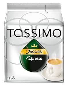 Amazon.com: Jacobs Espresso, T-Discs para cafetera Tassimo, paquete de 16  unidades : Comida Gourmet y Abarrotes
