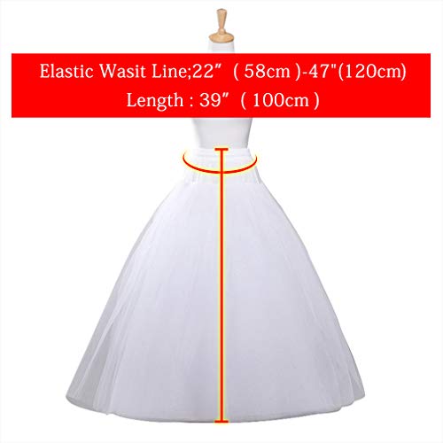 VeMee A-line Hoopless Petticoat Crinoline Underskirt Slips Floor Length for Bridal Wedding Dress - Thumbnail 4