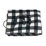 Missbee Electric Heating Blanket, 12V Lattice Fleece Car Supplies Winter Hot Car Constant Temperature Heating Blanket for Travel Camping Picnic Heater 145x100cm