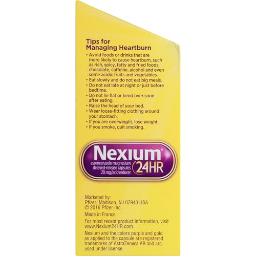 NEXIUM 24HR ACID REDUCER HEARTBURN RELIEF CAPSULES FOR ALL-DAY AND ALL-NIGHT PROTECTION FROM FREQUENT HEARTBURN, HEARTBURN MEDICINE WITH ESOMEPRAZOLE MAGNESIUM – 42 COUNT