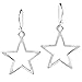 AeraVida Symmetric Shining Star Sterling Silver Celestial Dangle Earrings | Minimalist Everyday Wear | Handmade 0.87x1.38 Inch Star Earrings for Women