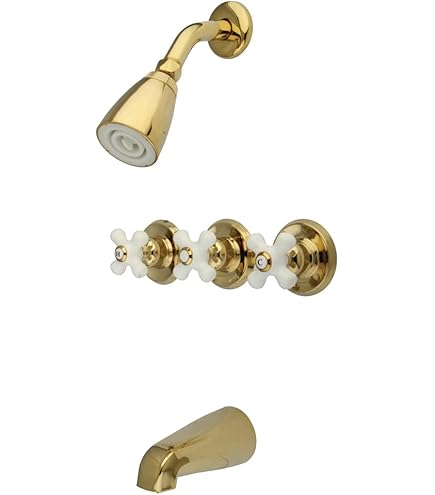Kingston Brass KB232AX Tub and Shower Faucet with Three Cross