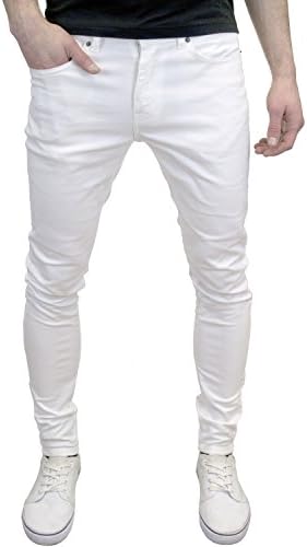 SENJO' Mens Designer Stretch Super Skinny Fit Jeans