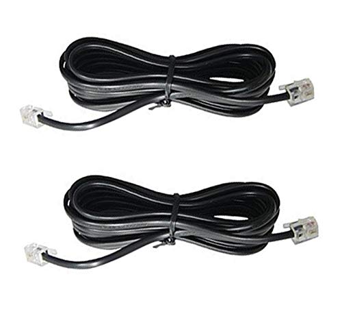 Cerepros Telephone Extension Cord Cable Male to Male RJ11 6P2C 2 Pin Plug Line Wire Landline Cordless Phone Fax Modem 2 Pack