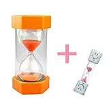 Safe & Simple 5 Minute Sand Timer + Bonus PINK 2 Minute Toothbrush Timer. Large, Durable, Orange Hourglass for Kids + Exclusive Guarantee + Bonuses