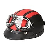 Docooler® 54-60mm Leather Motorcycle Goggles Vintage Garman Style Half Helmets Motorcycle Biker Cruiser Scooter Touring Helmet