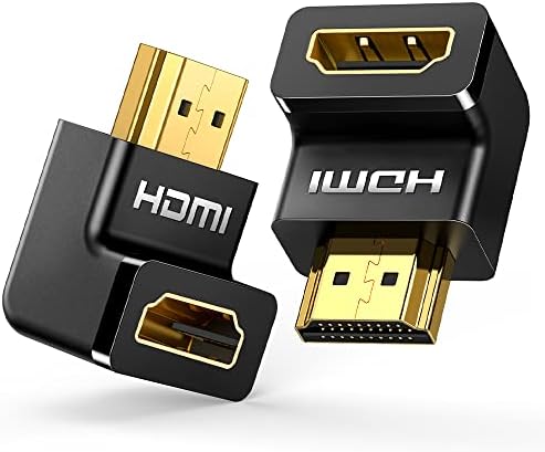 thumbnail image 2 of HDMI Right Angle 90 Degree Adapter – Male To Female, 2 Pack, 4K UHD 1080P, Black 2 of 4
