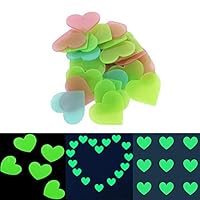Musitelying 100Pcs Heart Shape Wall Sticker Luminous Glowing Kids Room Kindergarten Wall Sticker Decor