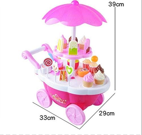 Pengcheng Ice Cream Cart 34 PCS Pretend Play Food Dessert and Candy Trolley Set Toy with Music and Lighting Kids and Girls Toys - Image 5