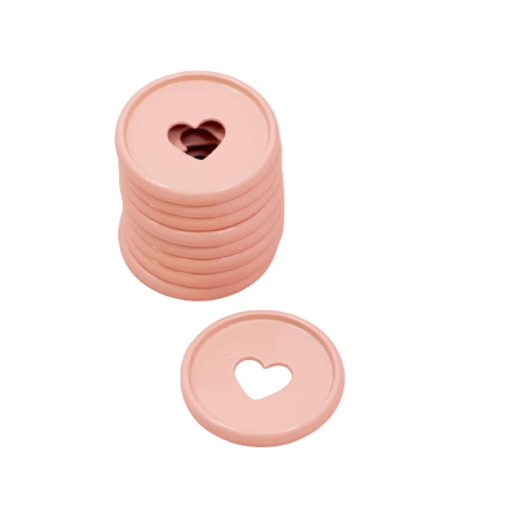Craftelier - Metallic M Disc Rings with Heart Cut Out for Scrapbooking Binding and Other Crafts for Planners, Agendas, Notebooks or Albums | Pack of 9 pcs of 35 mm - Colour Baby Pink — image 1