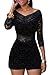 Dokotoo Womens Chic Lace Overlay Off-shoulder V-Neck Party Romper Medium Black