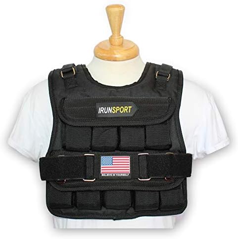 IRun Sport Adjustable Weighted Vest for Men, Multiple Weights Option Available (20LBS - 60LBS), Training Vests