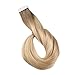 Full Shine Tape in Hair Extensions Human Hair 18 Inch Tape in Human Hair Extensions Color 6 Chestnut Brown Fading to 27 and 60 Platinum Blonde Seamless Skin Weft Tape Hair 50 Gram 20 Pcs