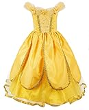 JerrisApparel Princess Belle Costume Deluxe Party Fancy Dress Up for Girls (4 Years, Yellow One)